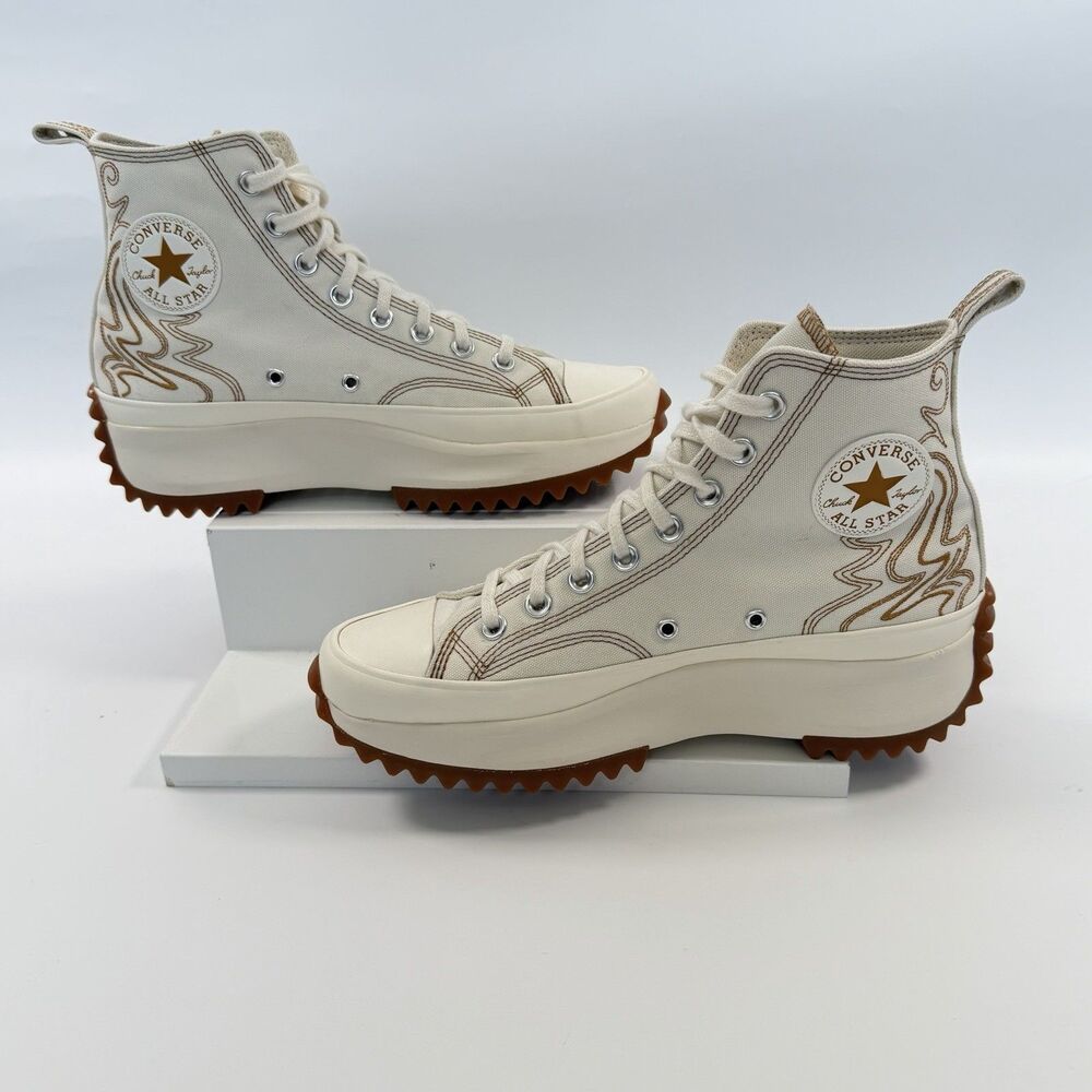 Converse CTAS Run Star Hike Platform Western Embroidery Womens White Size 10 - Picture 5 of 12
